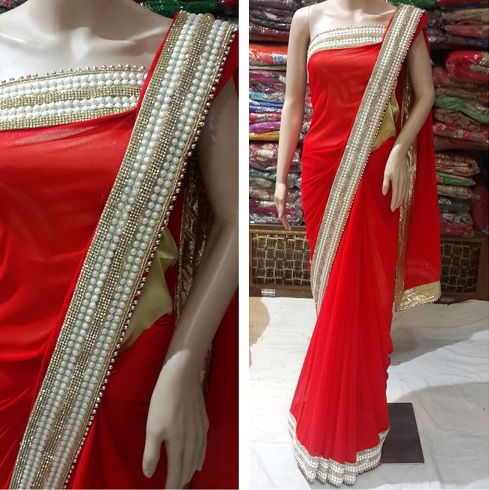 Pearl Border Saree