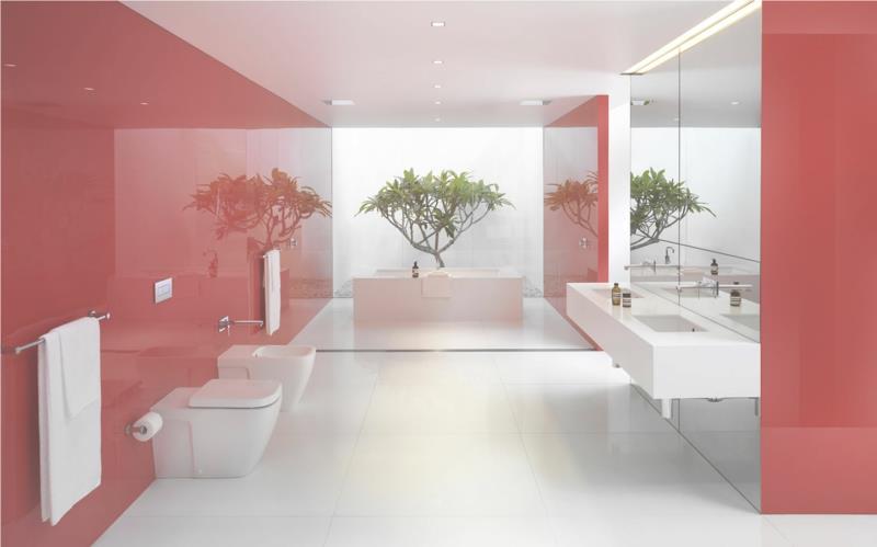 parhaat seinämaalit kylpyhuoneen seinämaali -ideat lohenpunainen