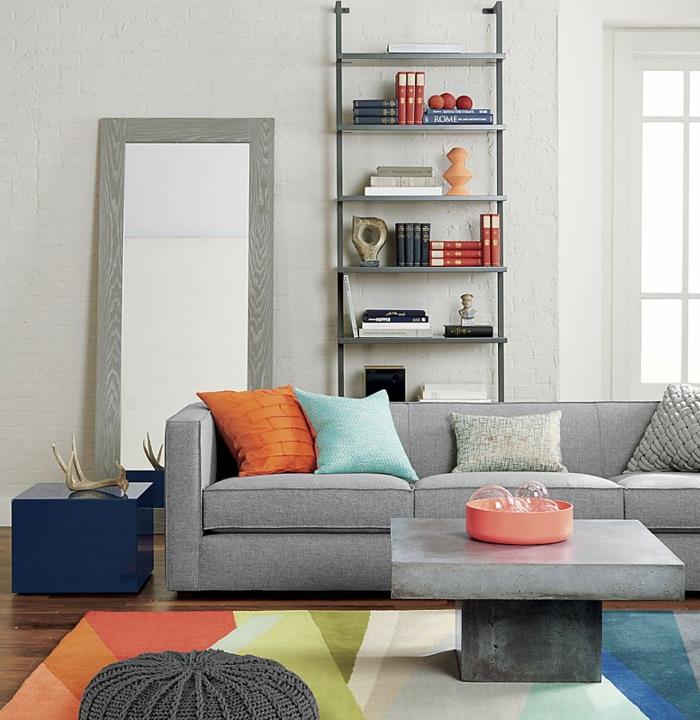 betoninen sohvapöytä harmaa minimalistinen retro huonekalut