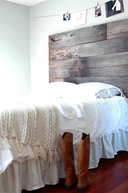 Tee oma sänky eurolavoista diy huonekalut sängyn päätyseinän maalaismainen