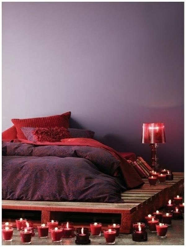 sänky lavoilta rakentaa DIY huonekalut makuuhuone ideoita kynttilöitä