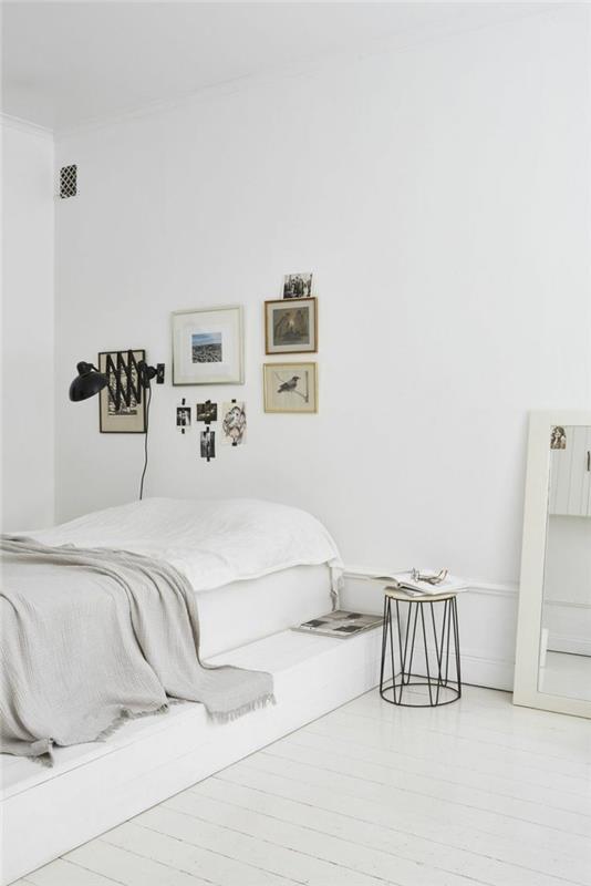sänky ilman päätyä moderni sängyn muotoilu vaalea lattiapäällyste