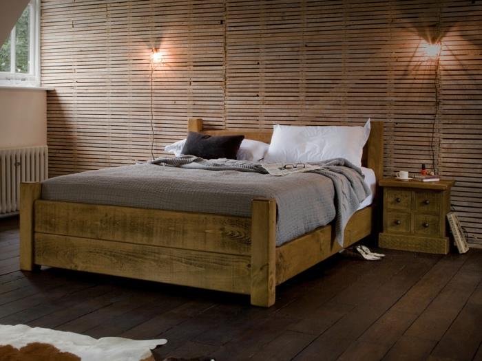sängyt suunnittelu puinen sänky maalaismainen puulattia makuuhuone