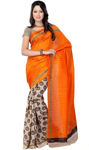 Orange Bhagalpuri Saree