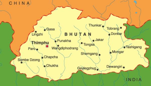 Bhutan onnea kartta aasia