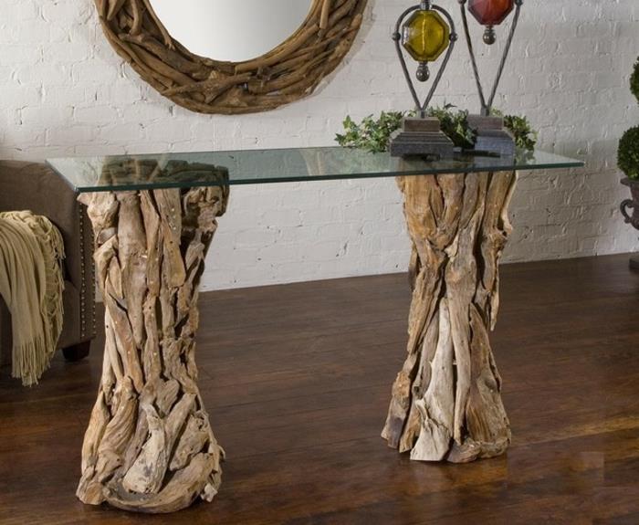 bio huonekalut työpöytä pukeutuja driftwood lasi