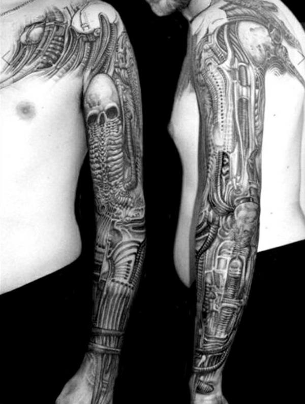 biomekaniikka tatuointi käsivarsi tatuoinnit ideoita musta