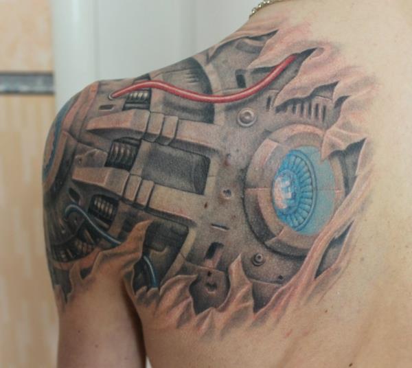 tatuointi biomekaniikka miehet olkapää käsi sininen