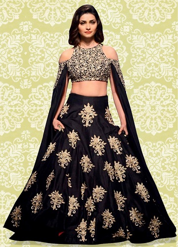 Fekete selyem Lehenga