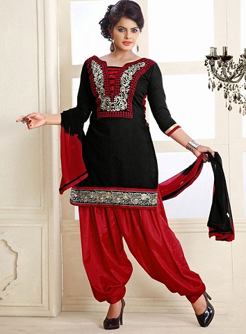 Piros és fekete Salwar Suit Designs