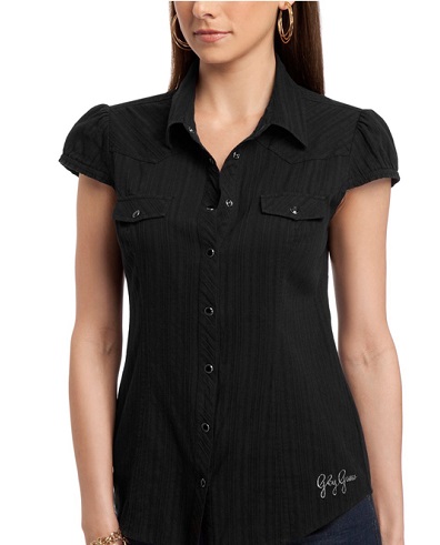 Dressy Black Puffed Shirt