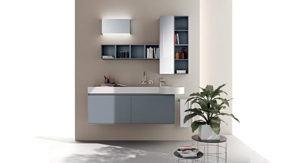 sininen väri moderni kylpyhuone minimalistinen peili
