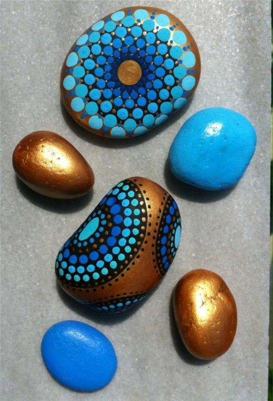 sininen kulta maalatut kivet käsityöideoita väreillä