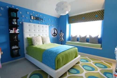 kattokruunu matto sininen seinän värit selvzimmer koristeltu