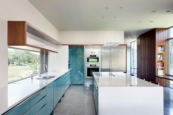 sininen valkoinen kiiltävä keittiön suunnittelu oven tyyli