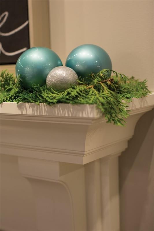 sininen pallot joulu takka koristella deco houkutteleva