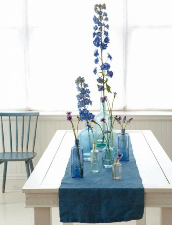 sininen motiivit idea sisustus pöytä pääsiäinen kukat kansi lasit