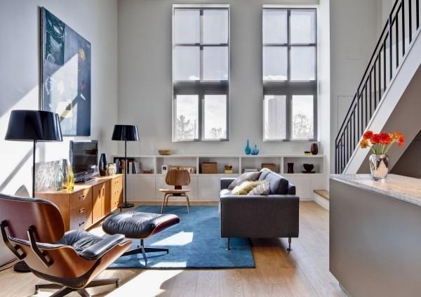 sininen matto moderni eames nojatuoli deco trendit 2018