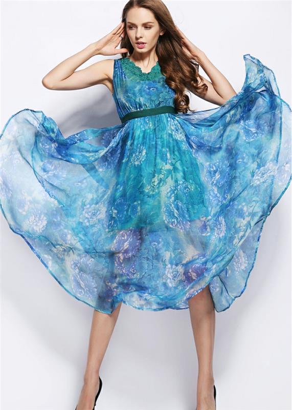 sininen mekko värimaailma sininen mekot dessin silkki