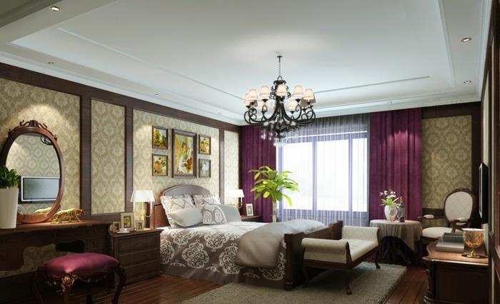läpinäkymättömät verhot kotiin ideoita makuuhuone violetti verhot ylellinen taustakuva
