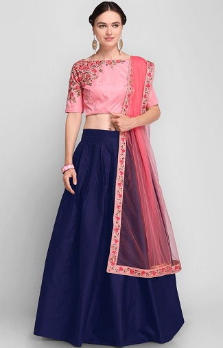 Sima kék Lehenga