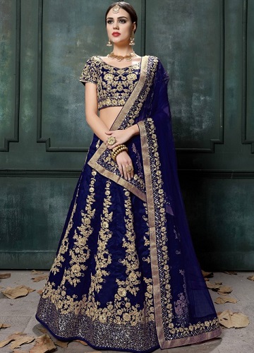 Blå brude Lehenga