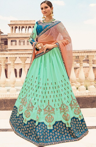 Kék és zöld Lehenga