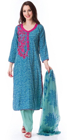 Bomuldsblåt Salwar Kameez Design