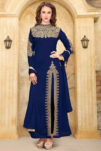 Blå farve Party Wear Salwar Kameez
