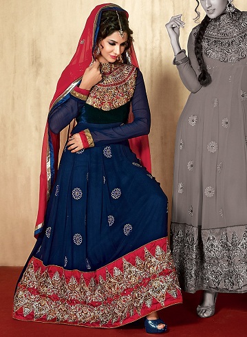 Anarkali Navy Blue Salwar Kameez Design