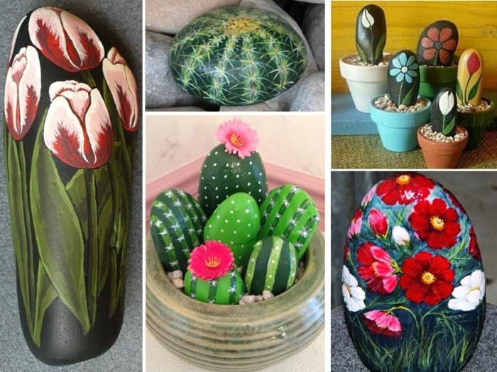 maalaa kukille kaktusikuvioita kiville