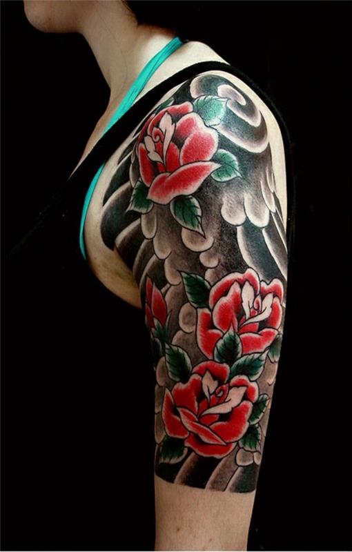 kukka tatuoinnit kuvat tatuointimallit olkavarren punaiset ruusut