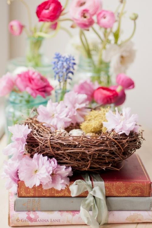 kukkakoriste pääsiäiskirjoille nauha silkki pääsiäinen pesän munat