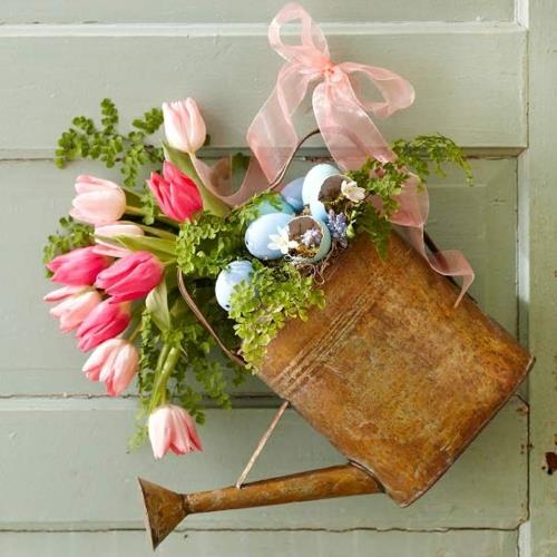 kukka koristelu pääsiäisen kastelukannu maljakko ovi tulppaanit