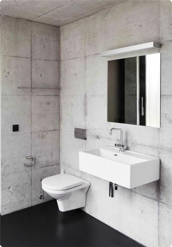 lattian suunnittelu kylpyhuone musta lattiaseinä design betonin ilme