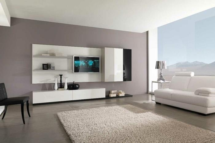 lattia olohuone suuret lattialaatat moderni seinäyksikkö valkoinen sohva