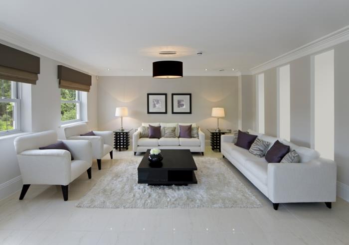 lattialaatat valkoinen keskikokoinen musta sohvapöytä olohuone