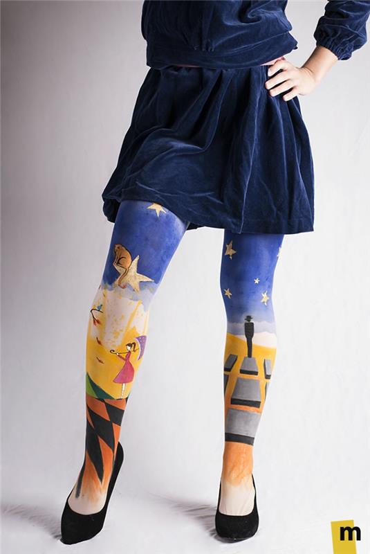 kehon maalaus modernin taiteen sukkahousut käsinmaalatut tytöt tähtipumput