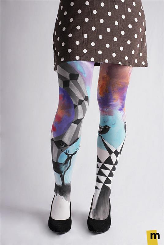 kehon maalaus nykytaiteen käsinmaalatut sukkahousut