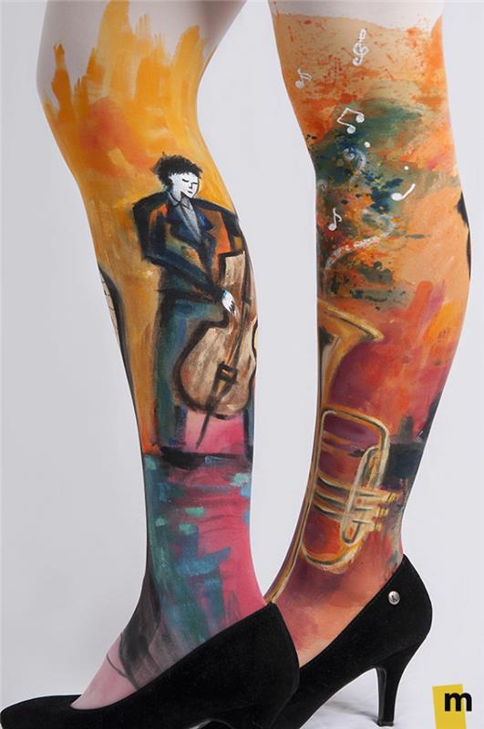 kehon maalaus sukkahousut taide käsintehty muusikon aihe