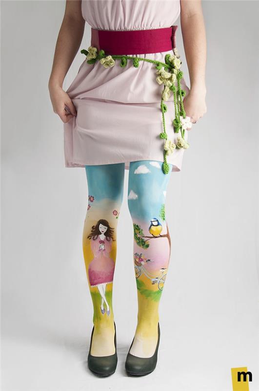 body maalaus sukkahousut maalattu taide kevät aiheita tyttö lintu