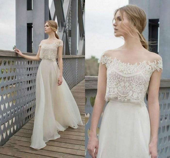 boho -hääpuku pitsi pitkät morsiuspuvut