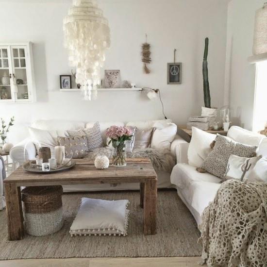 boho -tyylinen olohuoneen sisustusideoita scandi