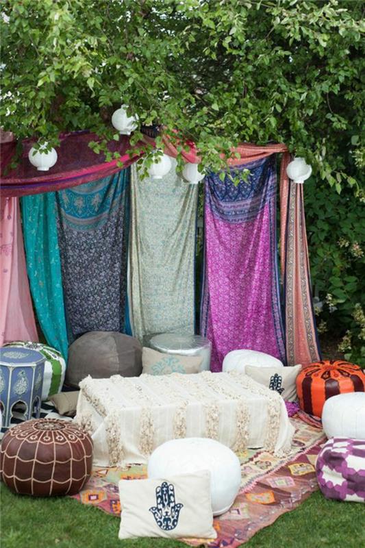 boho -tyylinen häät sisustusideoita puutarhassa