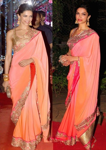 A tervező Saree sportolta Deepika Padukone