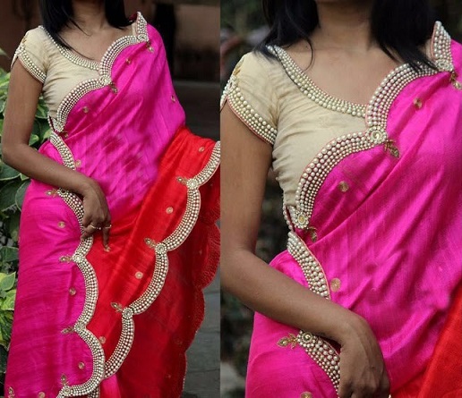 Pearl Border Saree