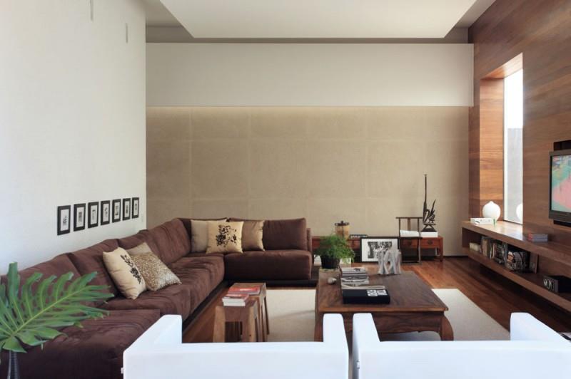 ruskea kulmasohva design olohuone moderni