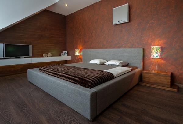 ruskeat tekstuurit lattia makuuhuone kalusteet verhoiltu sängynrunko