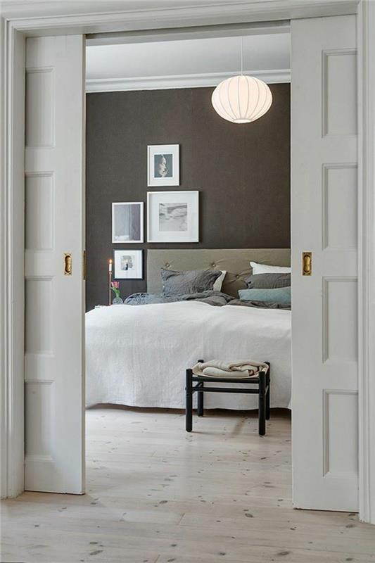 ruskea seinämaali seinän suunnittelu värillisellä makuuhuoneella