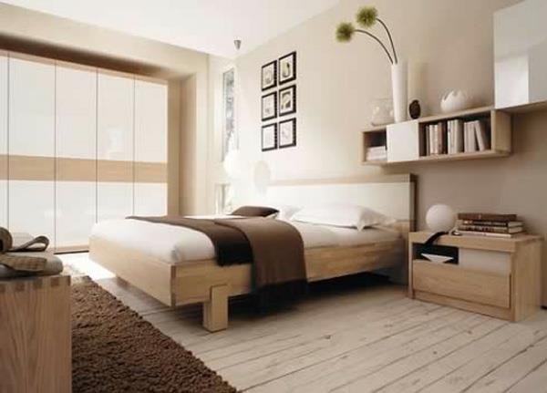 ruskea beige sisustusidean suunnittelu makuuhuone